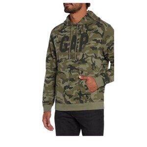 Gap Mens Green Camo Hoodie Sweatshirt L GAP Logo hunting fishing casual hooded